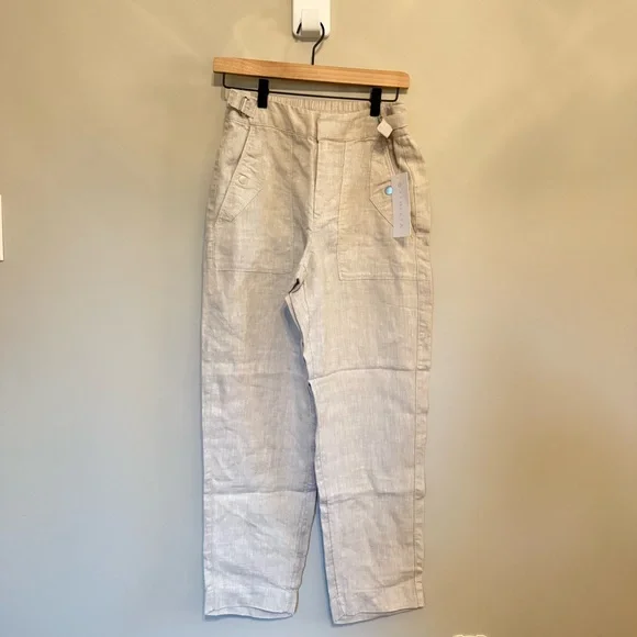 Athleta • NWT Voyager Linen Pant Sz 2 Beige High Rise Pockets Casual Coastal - Picture 4 of 13